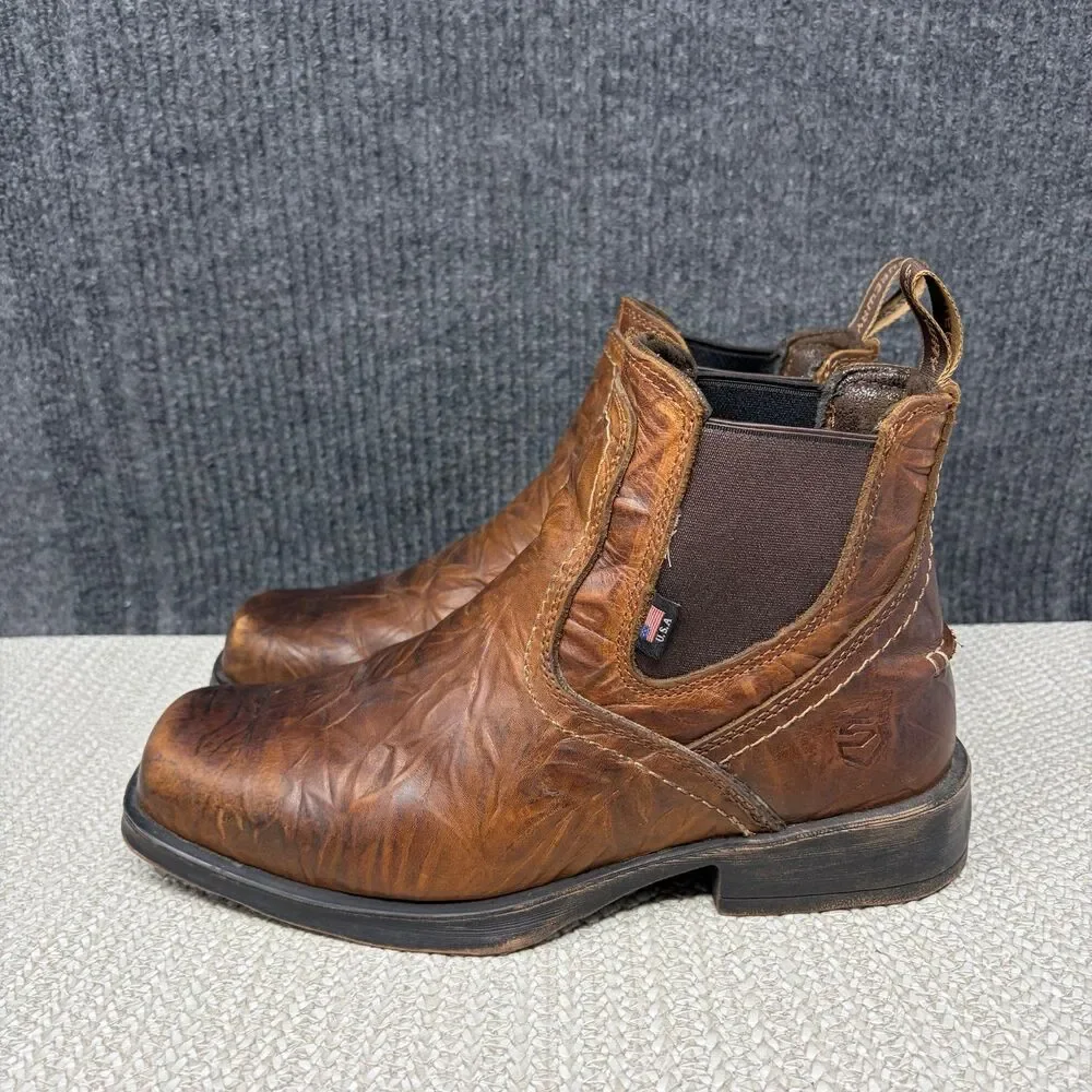 Sureway Western Chelsea Cowboy Boots Brown Leather Square Toe Men’s 7.5 / 9.5 W